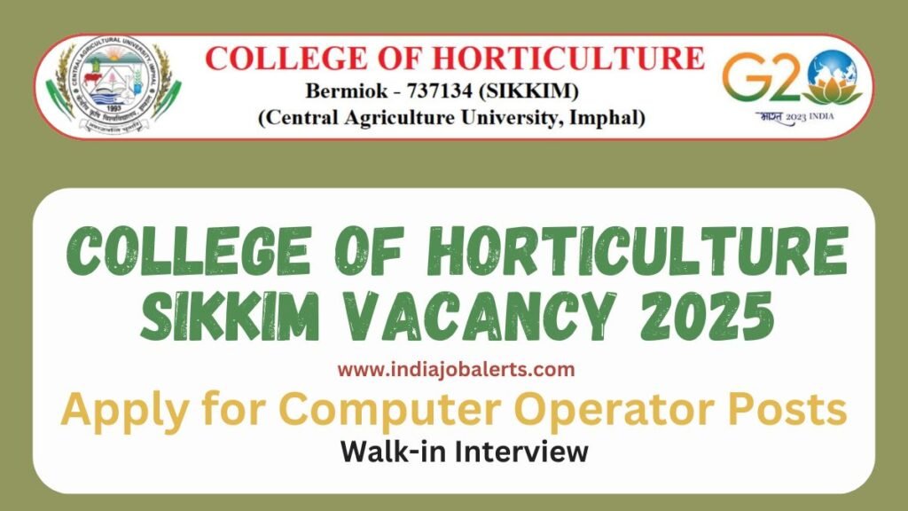 College of Horticulture Sikkim Vacancy 2025