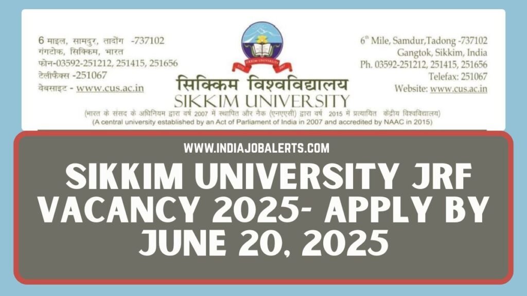 Sikkim University JRF Vacancy 2025