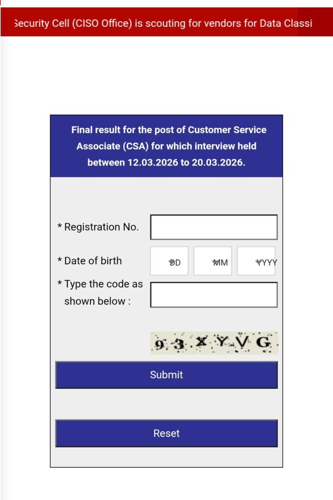 Nainital Bank CSA Final Result 2026 Out 