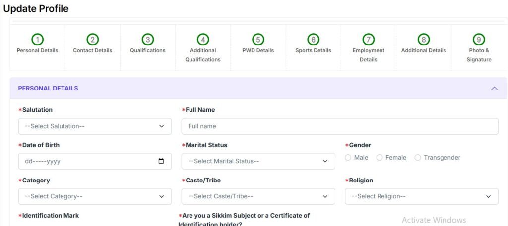 Step 2-SPSC Sikkim RPA 3.0 Portal -SPSC OTR Registration- Login Page