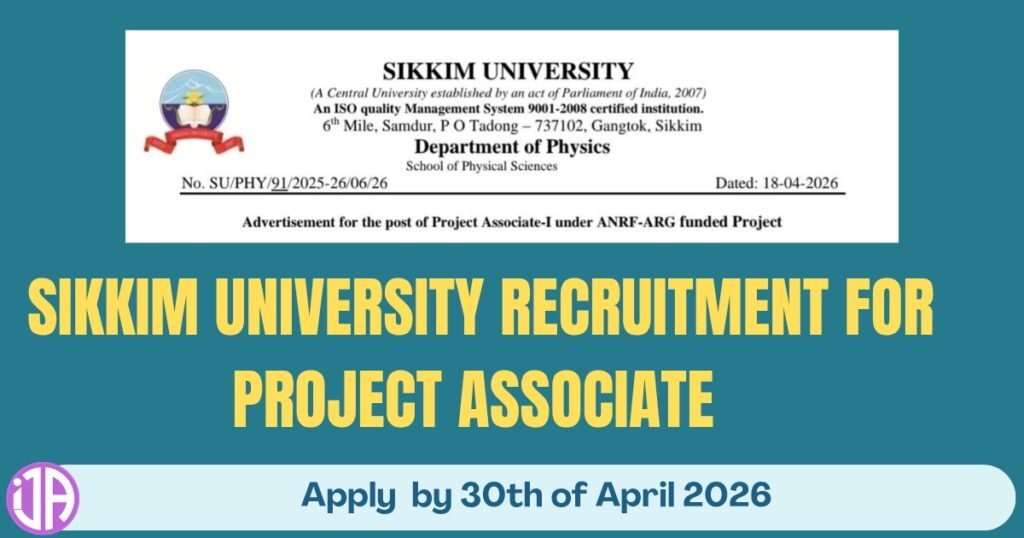 Sikkim university vacancy for project associate 