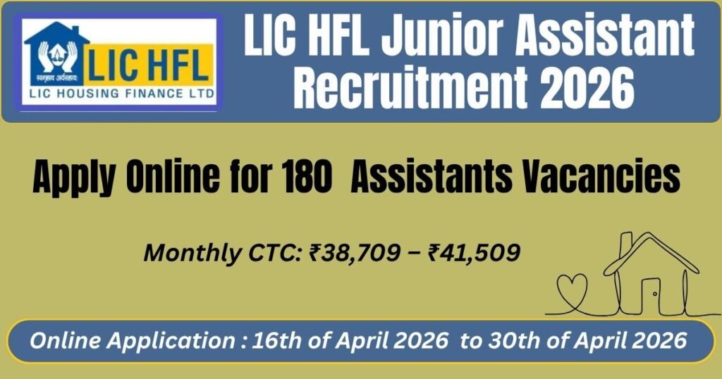 LIC HFL Junior Assistant Recruitment 2026  180 Vacancies   