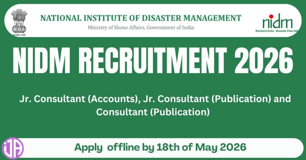 NIDM Recruitment 2026  in MHA for Jr. Consultant  Posts