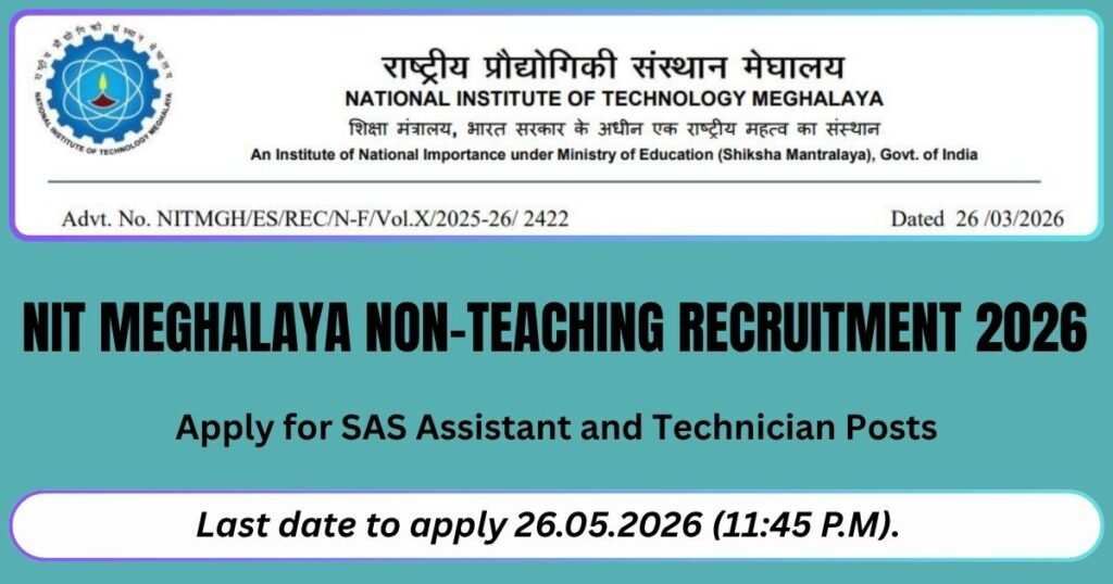 Technician (Civil Engineering) 2026 -NIT Meghalaya - Govt Job Alert
