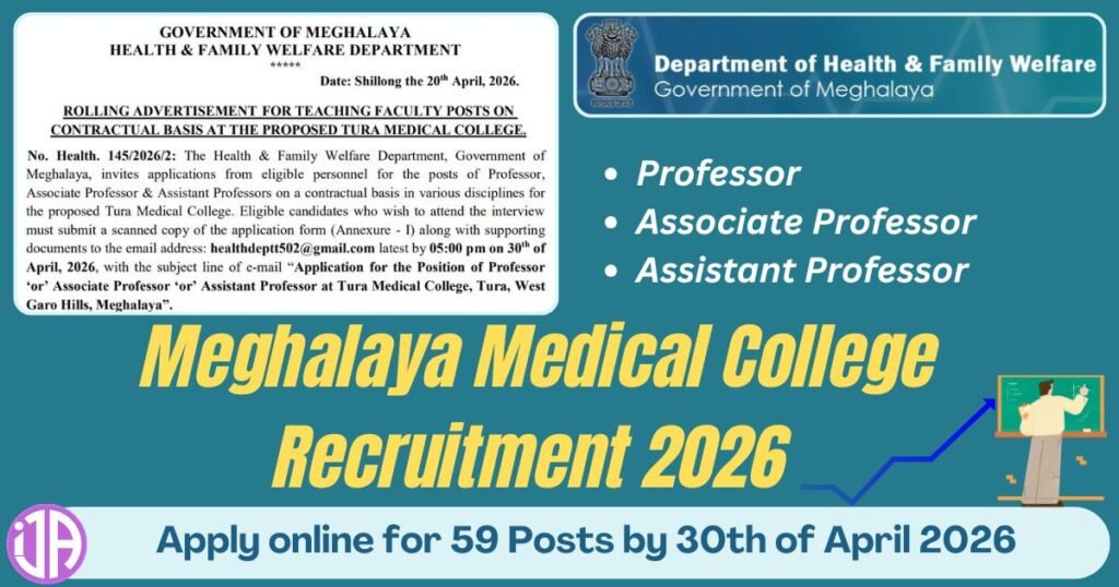 Official job notification for Professor and Faculty positions at Tura Medical College, Meghalaya 2026