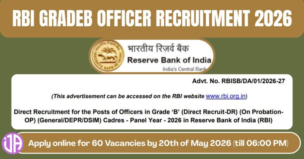 RBI Grade B Officer Recruitment 2026  60 Posts