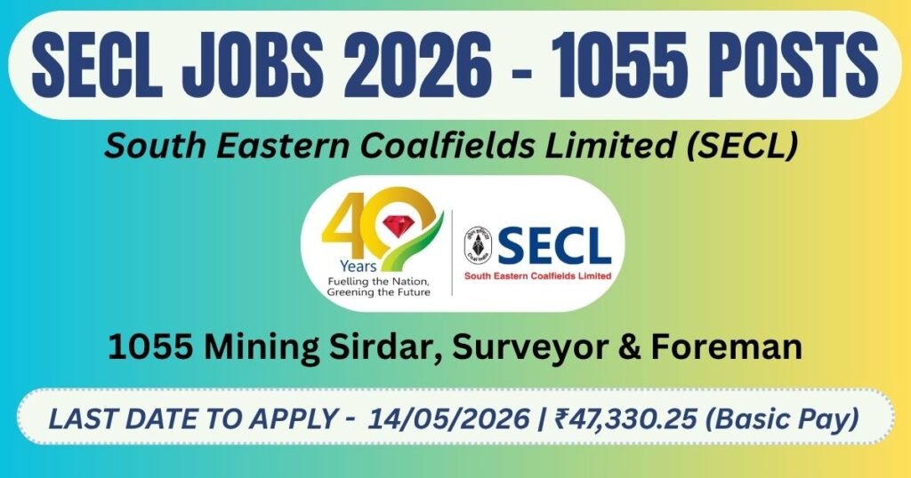 SECL Vacancy 2026  1055 Mining Sirdar, Surveyor & Foreman