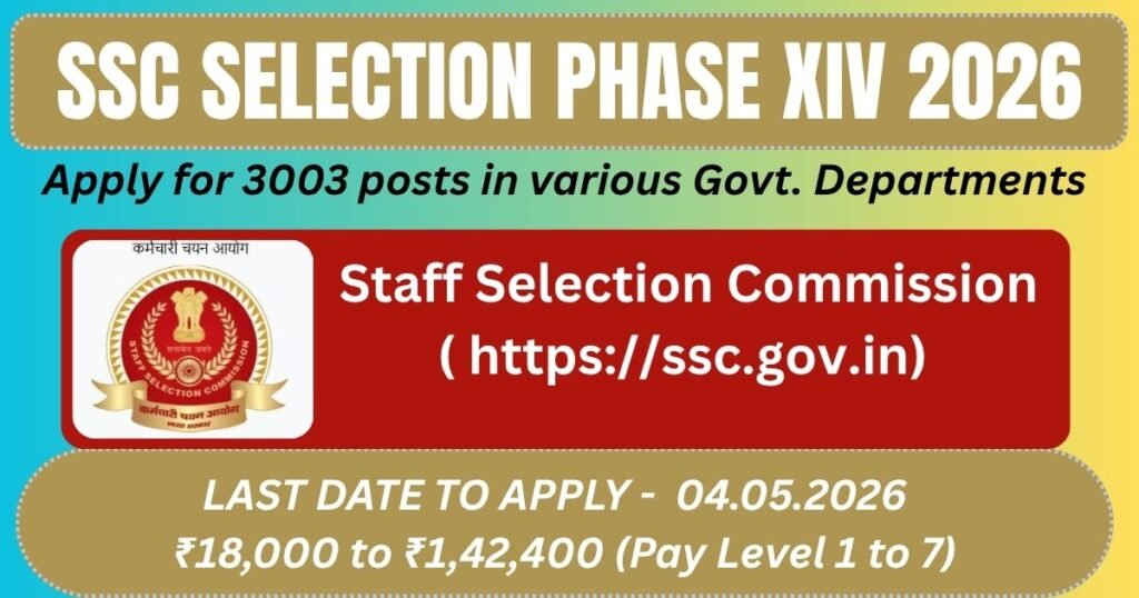 SSC Selection Vacancy Phase XIV 2026 Apply Now for 3003 Posts