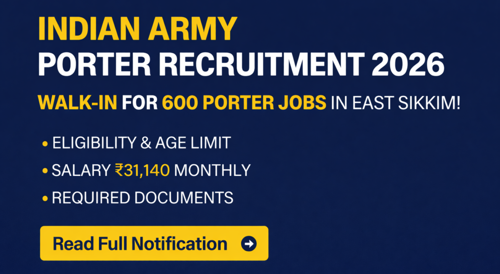 Sikkim army porter recruitment 2026