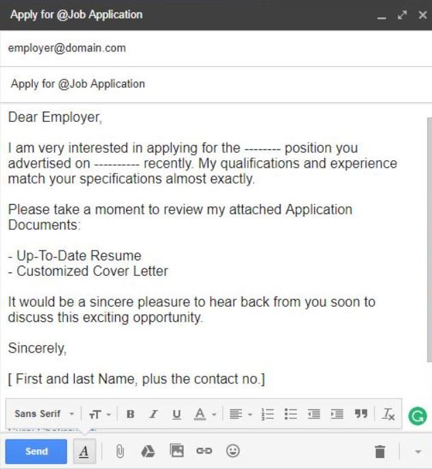 Subject Line for Job Application through Email