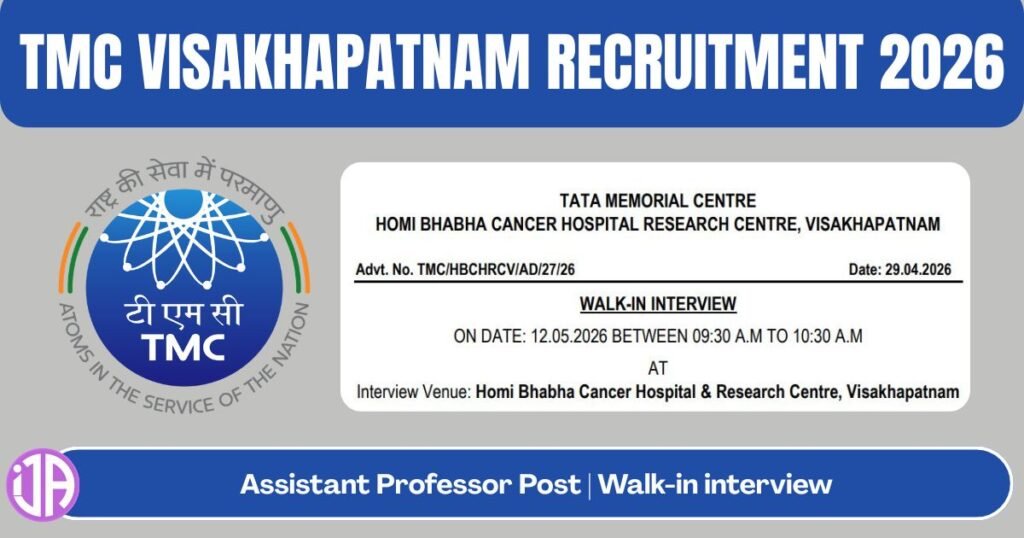 TMC Visakhapatnam Walkin Interview for Assistant Professor