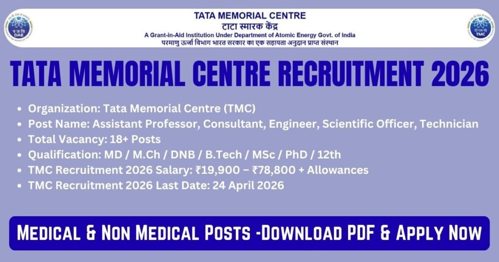 Tata Memorial Recruitment TMC 2026 