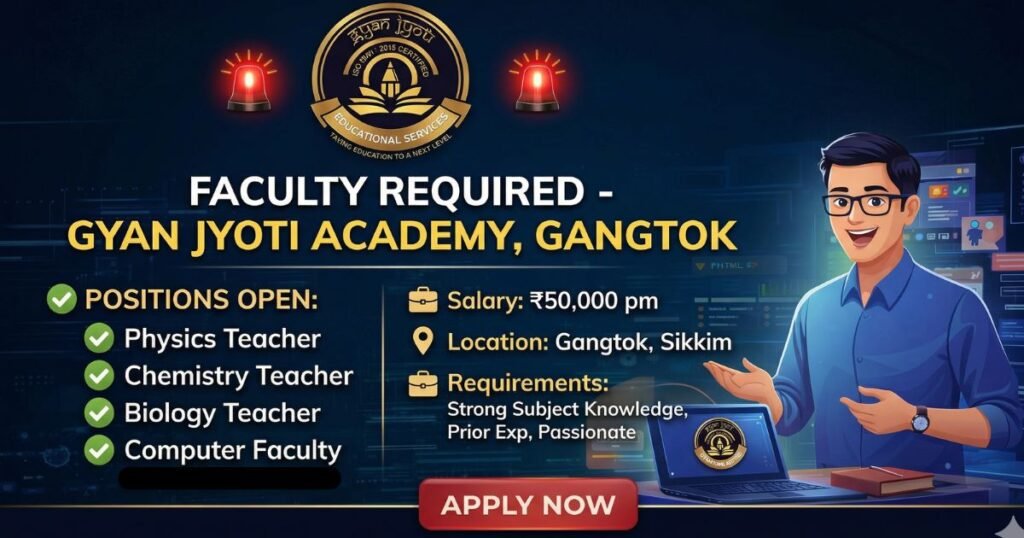 Teacher Vacancies in Gangtok Apply Now for High-Paying Teaching Jobs in Sikkim