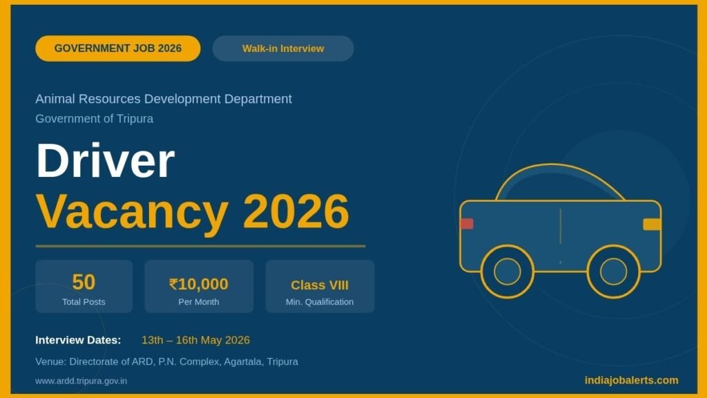 ARD Tripura Driver Recruitment 2026  50 Vacancies