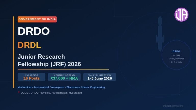 DRDL DRDO JRF Recruitment 2026 | Junior Research Fellowship Hyderabad ...