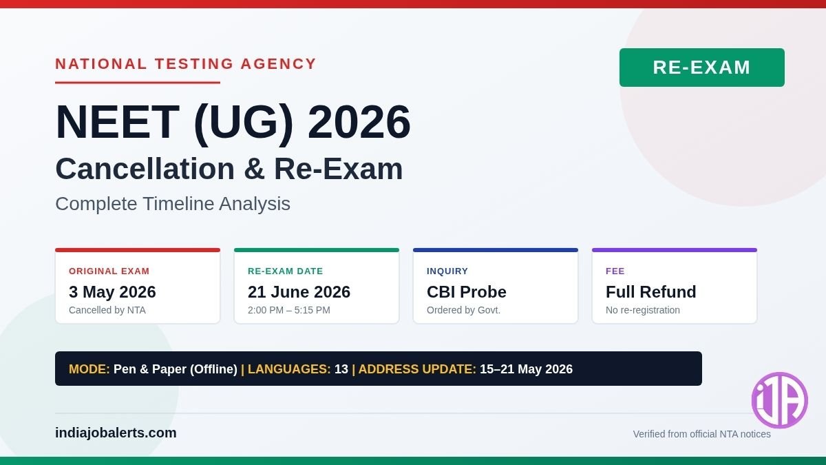 NEET (UG) 2026 Re-Examination Date Announced   What you need to do - Check Details Now