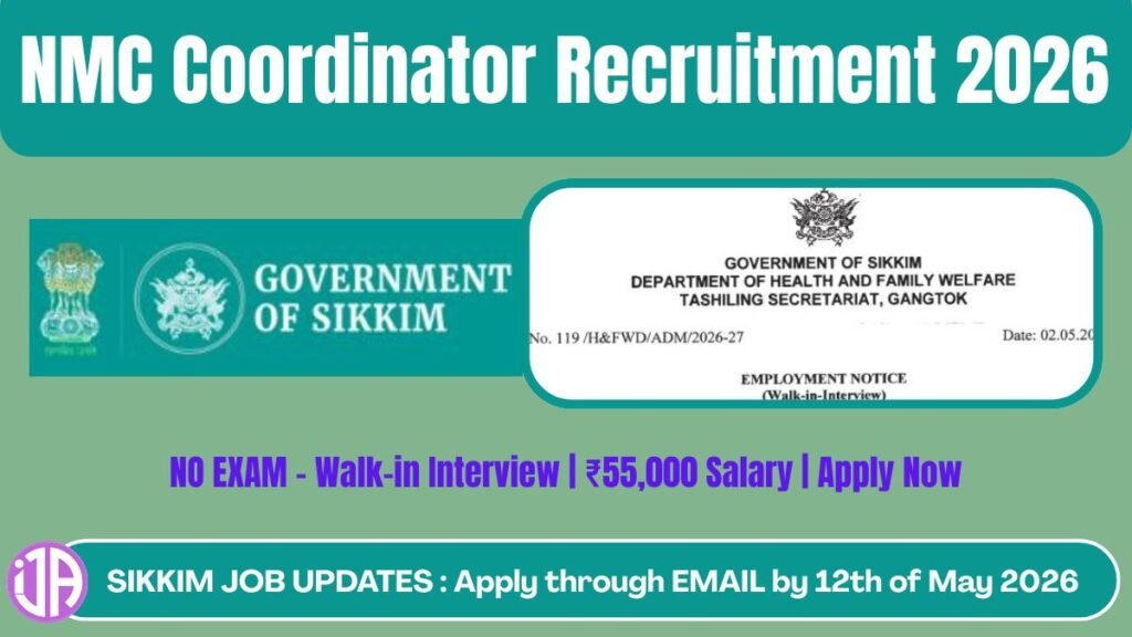 NMC Coordinator Recruitment 2026  Walk-in Interview Sikkkim