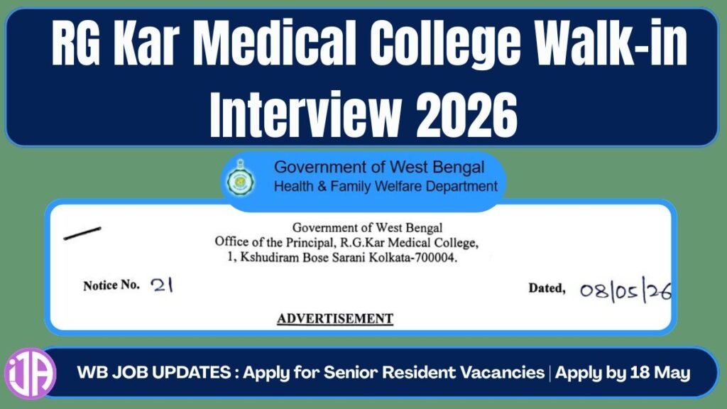 RG Kar Medical College Walk-in Interview 2026  8 Senior Resident Vacancies