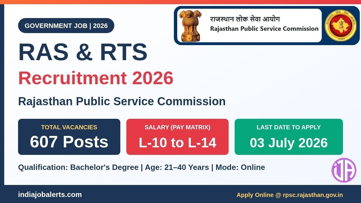 RPSC RAS and RTS Recruitment 2026 RPSC 607 Vacancies - Rajasthan Public Service  Commission