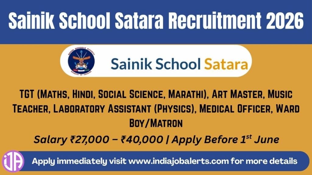 Sainik School Satara Recruitment 2026