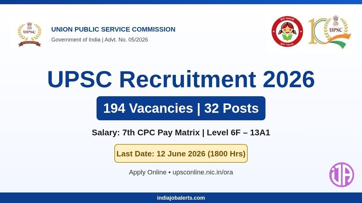 UPSC 2026 Notification  5-2026 for 194 Group A & B Central Government Vacancies