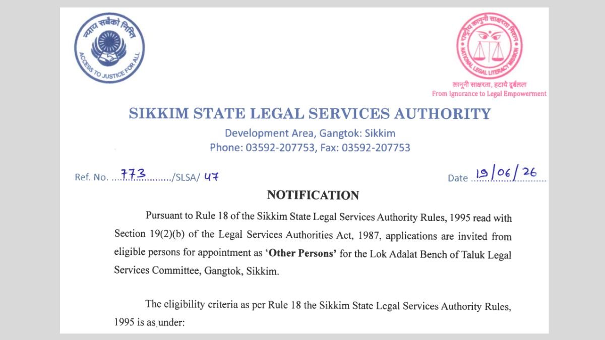Appointment as 'Other Persons' – Lok Adalat Bench, Gangtok, Sikkim
