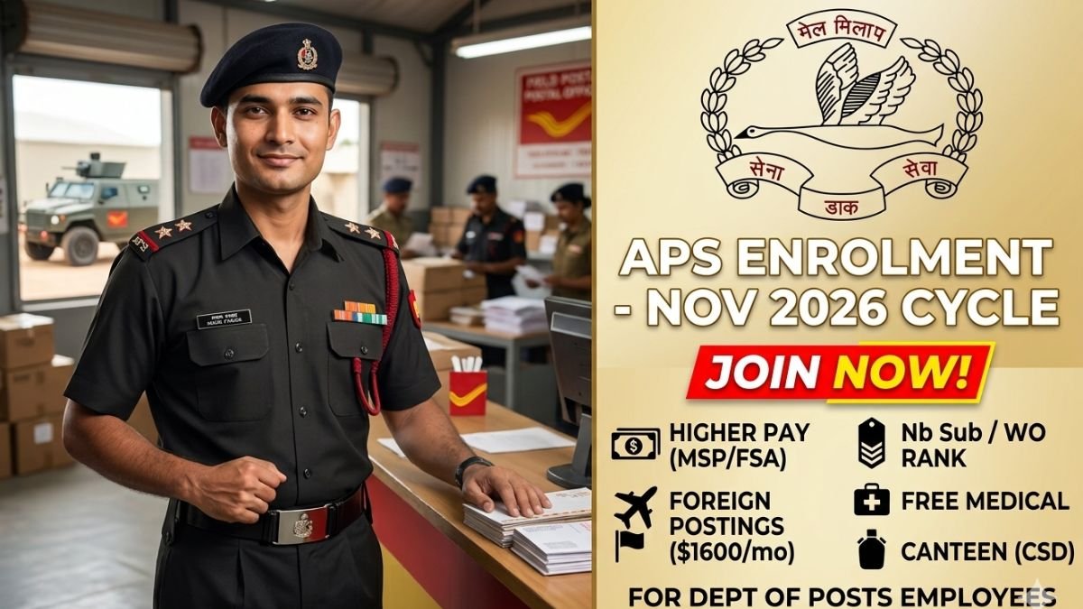 Army Postal Service Recruitment 2026  Nov 2026 Cycle for DoP Staff