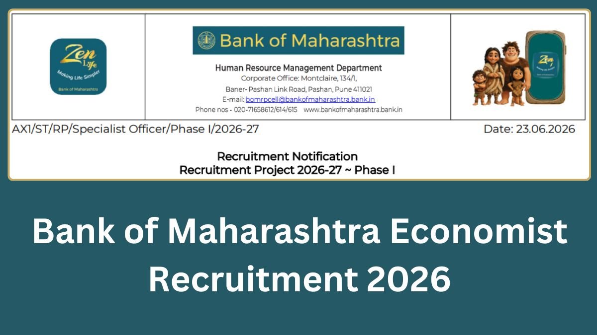 Bank of Maharashtra Economist Recruitment 2026 4 Posts, Eligibility, Salary and Last Date