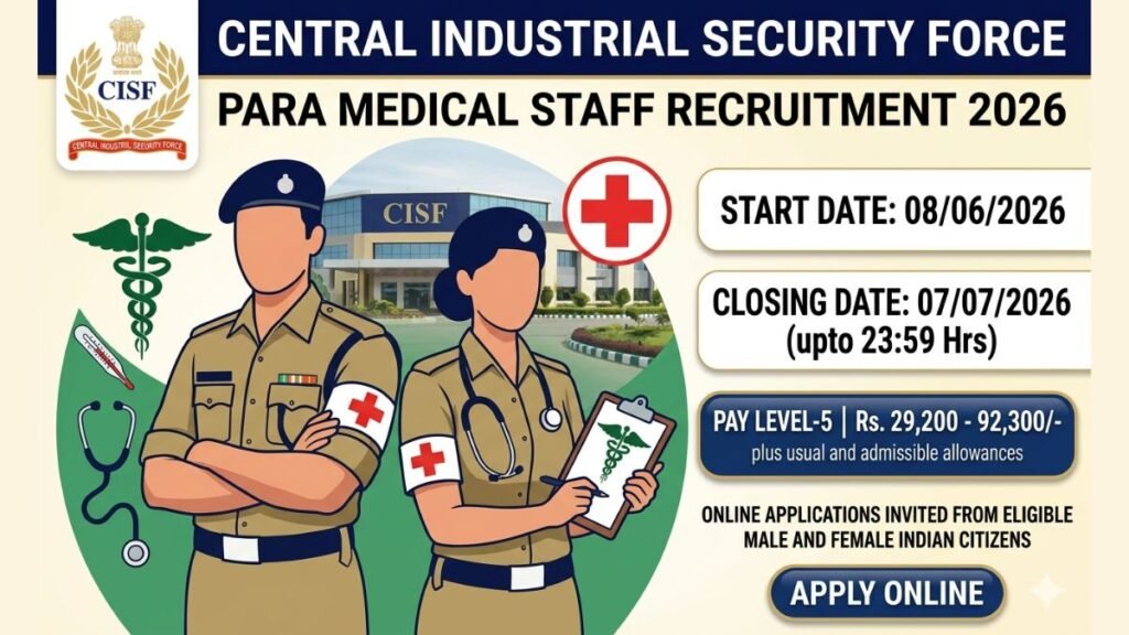 CISF ASI Recruitment 2026 24 Para Medical Staff Vacancy Apply Now
