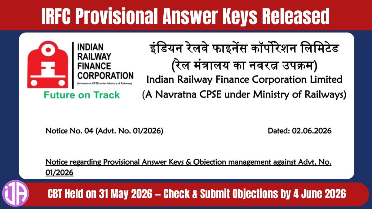 IRFC Provisional Answer Keys Released for CBT Held on 31 May 2026
