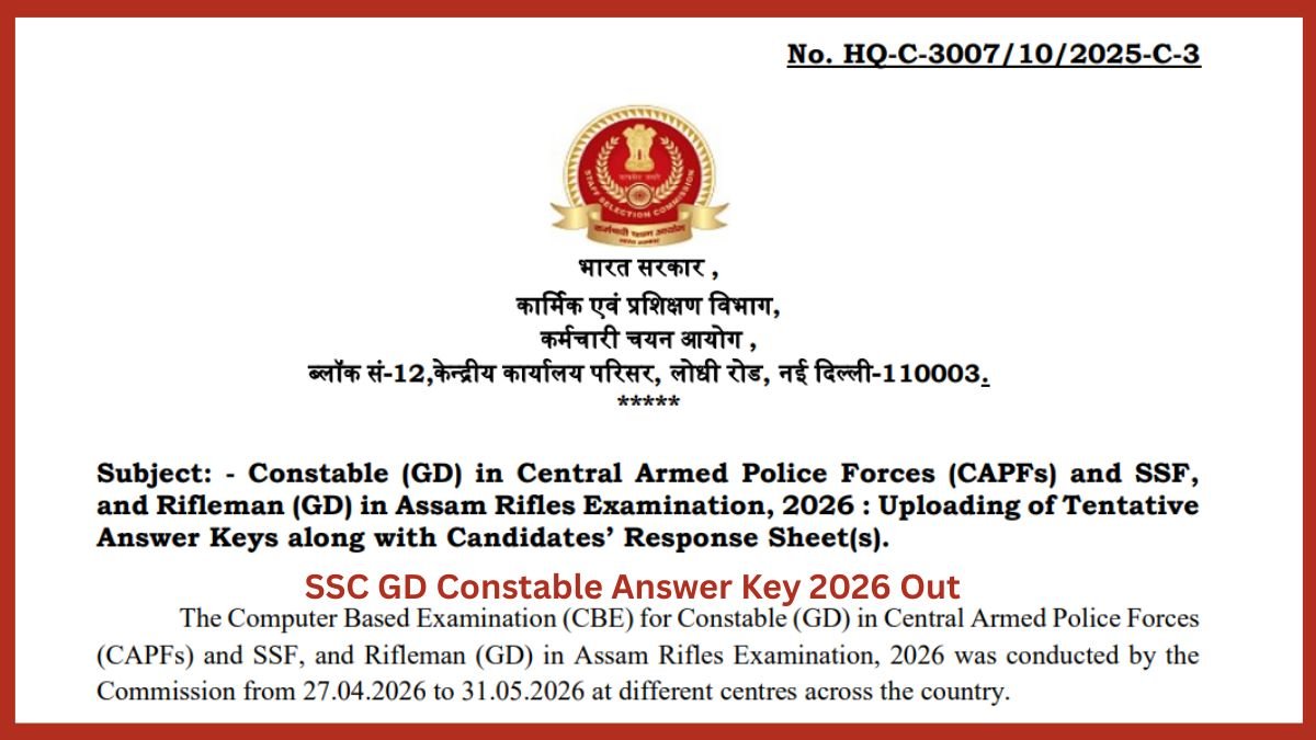SSC GD Constable Answer Key 2026 Out