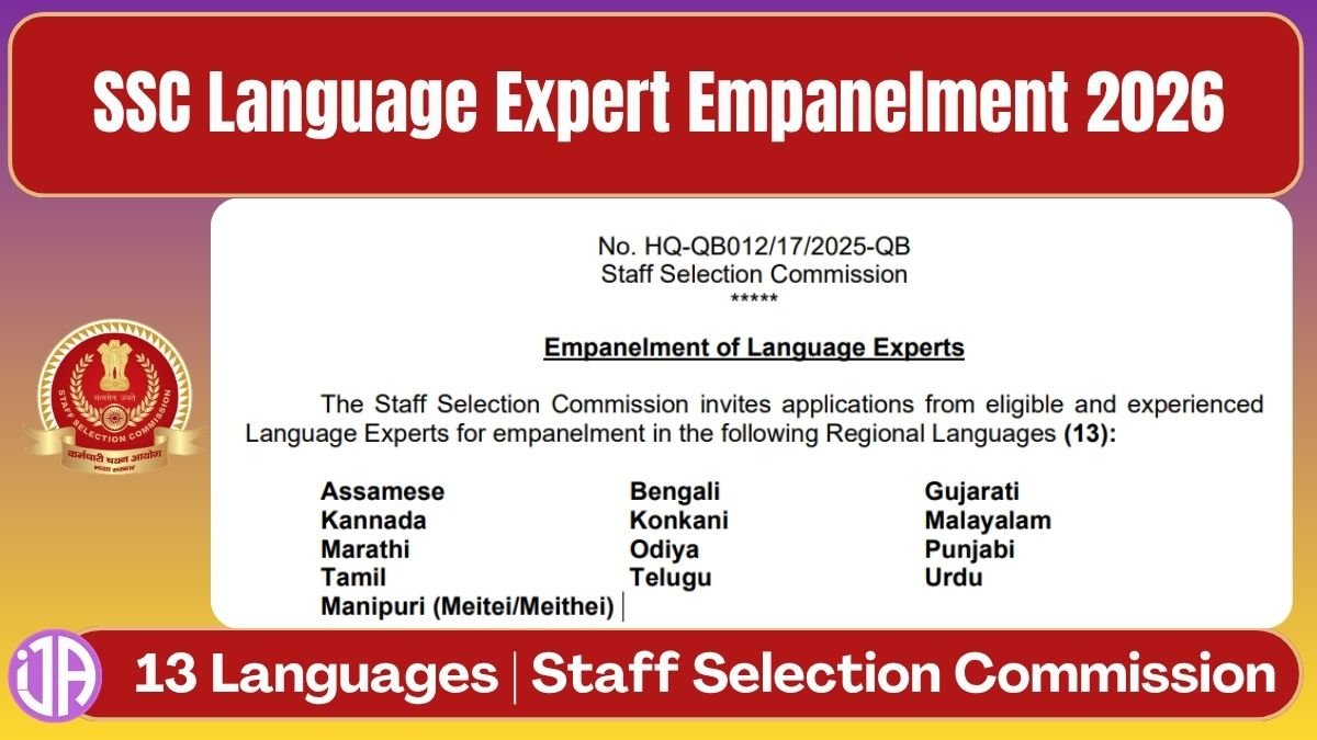 SSC Language Expert Empanelment 2026 - 13 Languages Staff Selection Commission