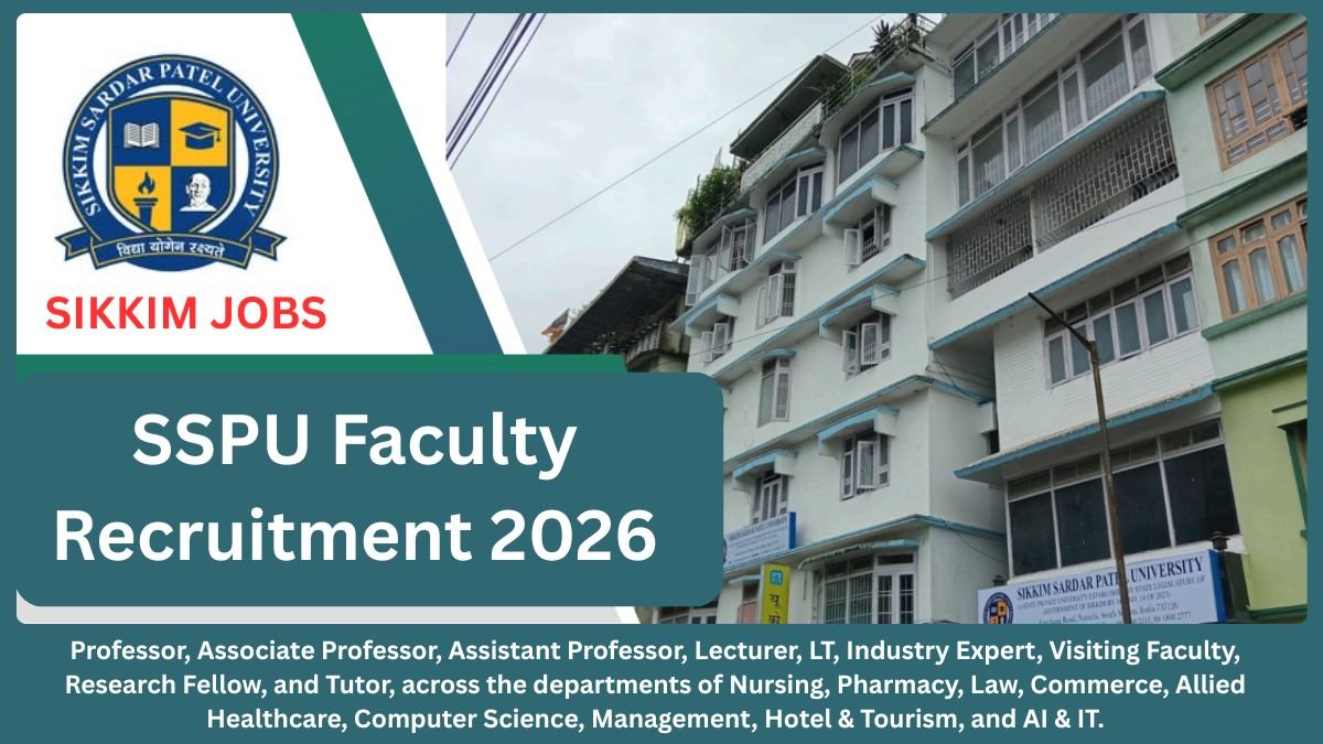 Sikkim Sardar Patel University - SSPU Faculty Recruitment 2026 notification on 21st June 2026 at the official website www.spusikkim.edu.in