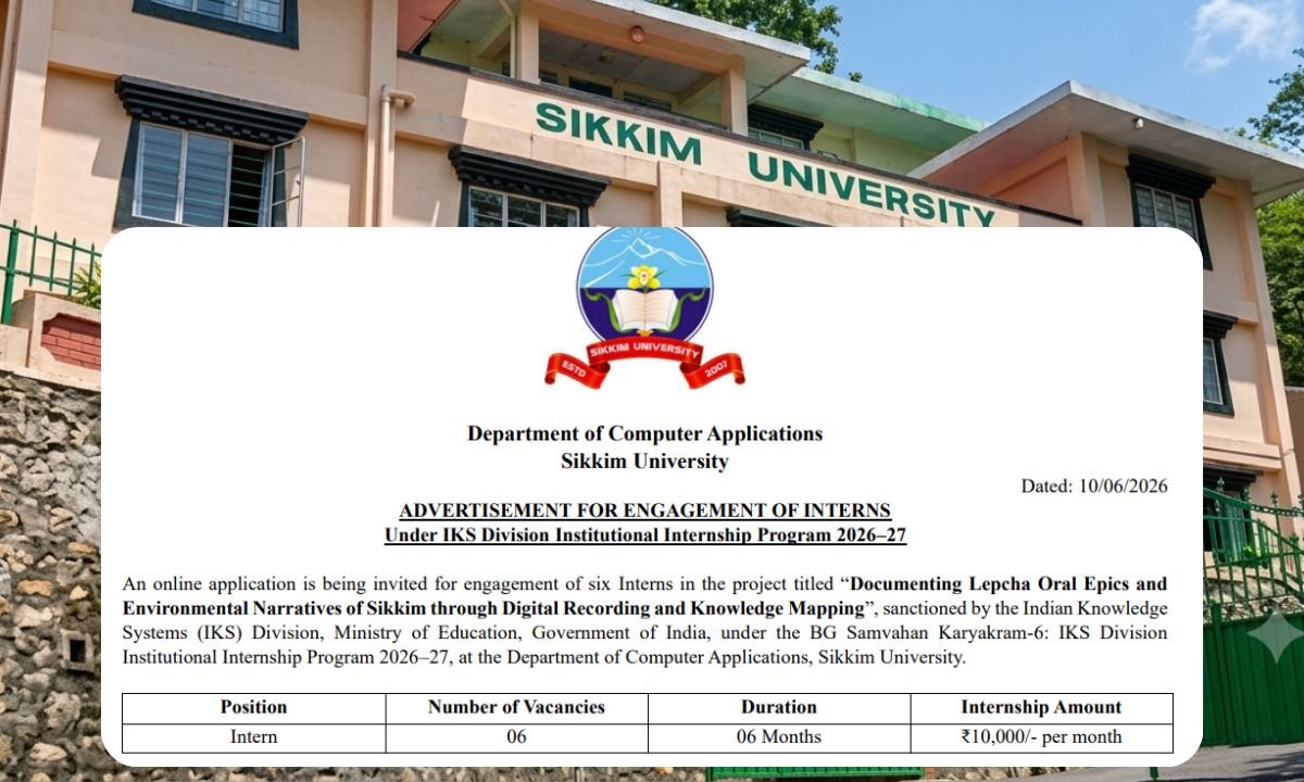 Sikkim University IKS Internship 2026 — 6 Posts Lepcha Oral Epics