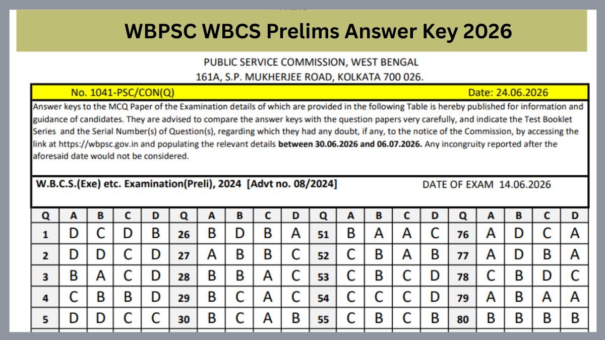 WBPSC WBCS Prelims Answer Key 2026 — Download PDF (Advt No. 082024)
