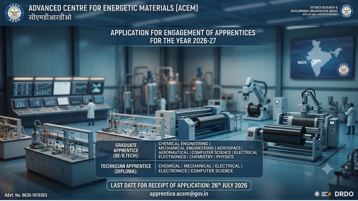 ACEM DRDO Apprentice Recruitment 2026 - 41 Posts Advanced Centre for Energetic Materials
