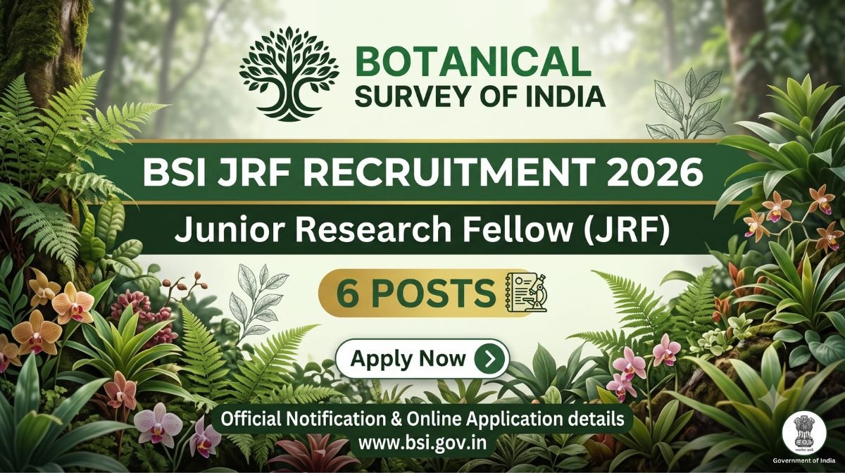 BSI JRF Recruitment 2026 — 6 Posts Botanical Survey of India