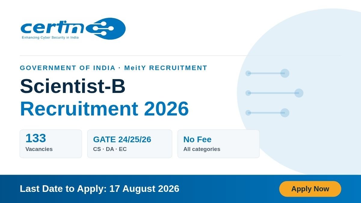 CERT-In Recruitment 2026 - 133 Scientist B Posts