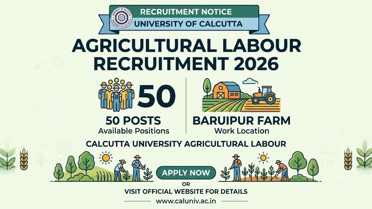 Calcutta University Agricultural Labour Recruitment 2026 - 50 Posts at Baruipur Farm