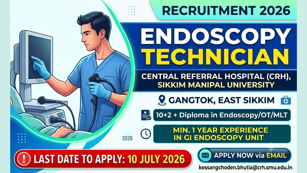 Central Referral Hospital Sikkim Recruitment 2026 — Endoscopy Technician