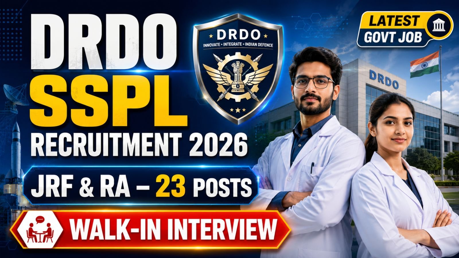 DRDO SSPL JRF & RA Recruitment 2026 – 23 Posts, Walk-in Interview