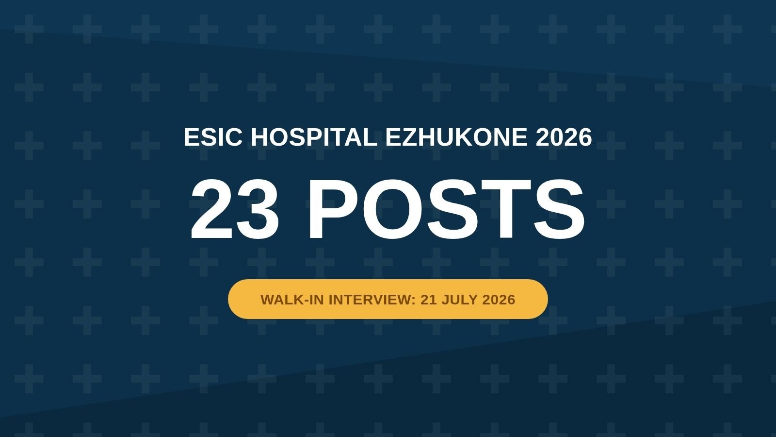 ESIC Hospital Ezhukone Recruitment 2026 — 23 Posts Walk-In