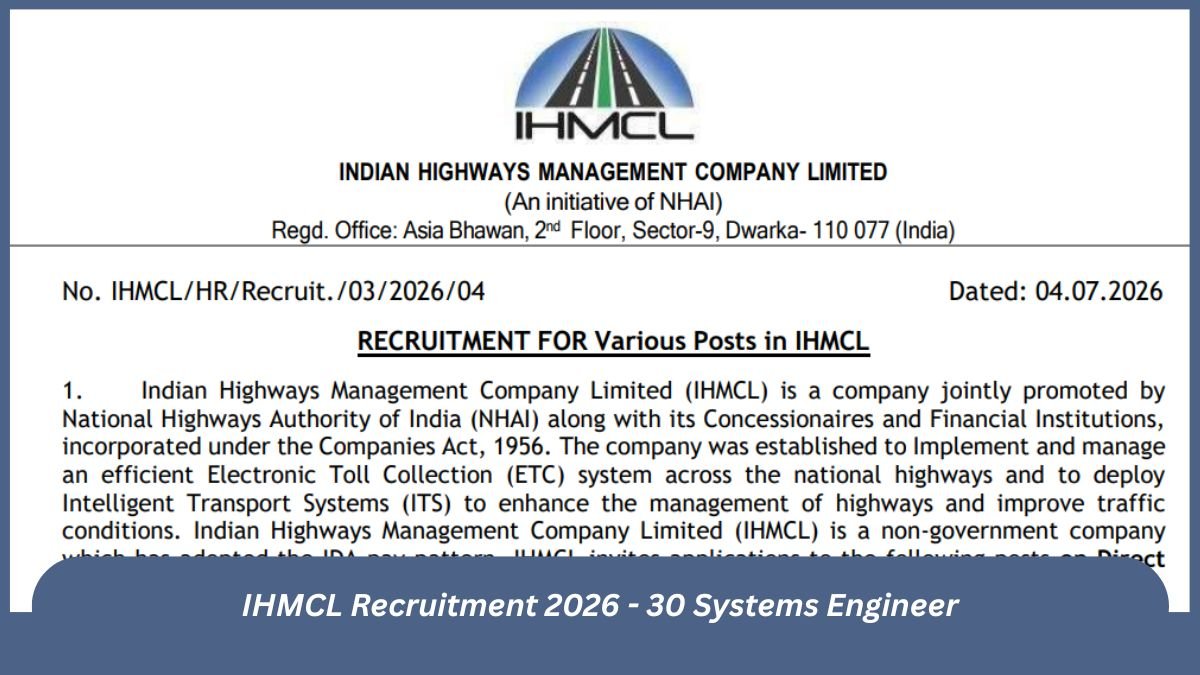 IHMCL Recruitment 2026 - 30 Systems Engineer
