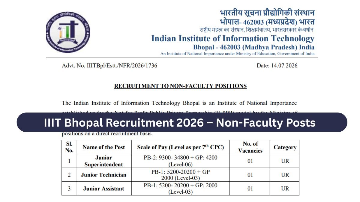 IIIT Bhopal Recruitment 2026 – Apply for Non-Faculty Posts