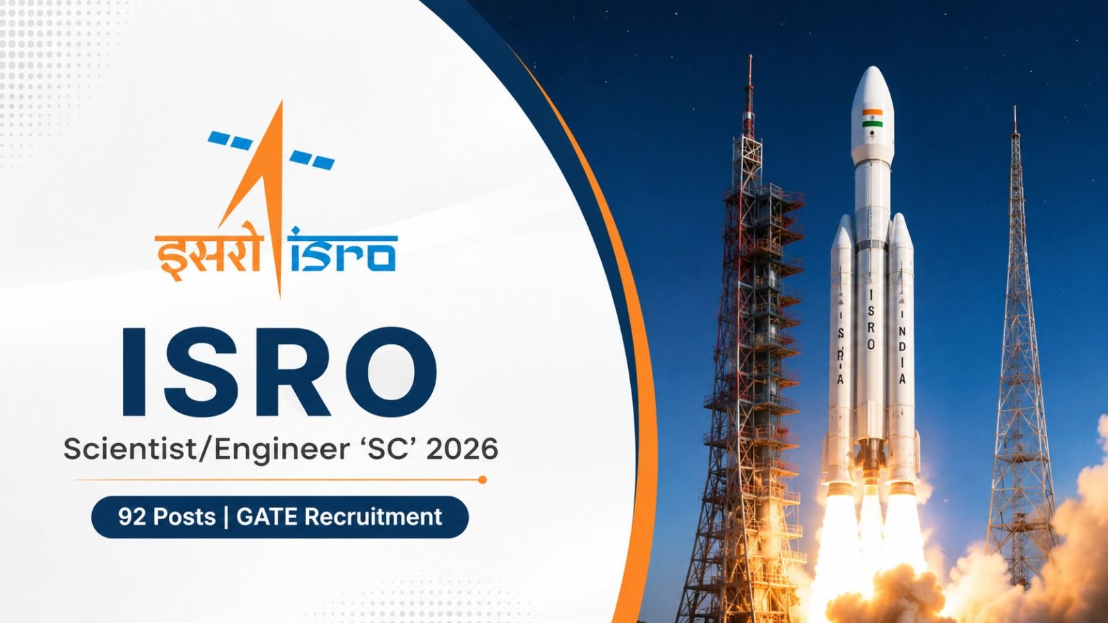 ISRO ScientistEngineer 'SC' 2026 - 92 Posts  GATE Recruitment