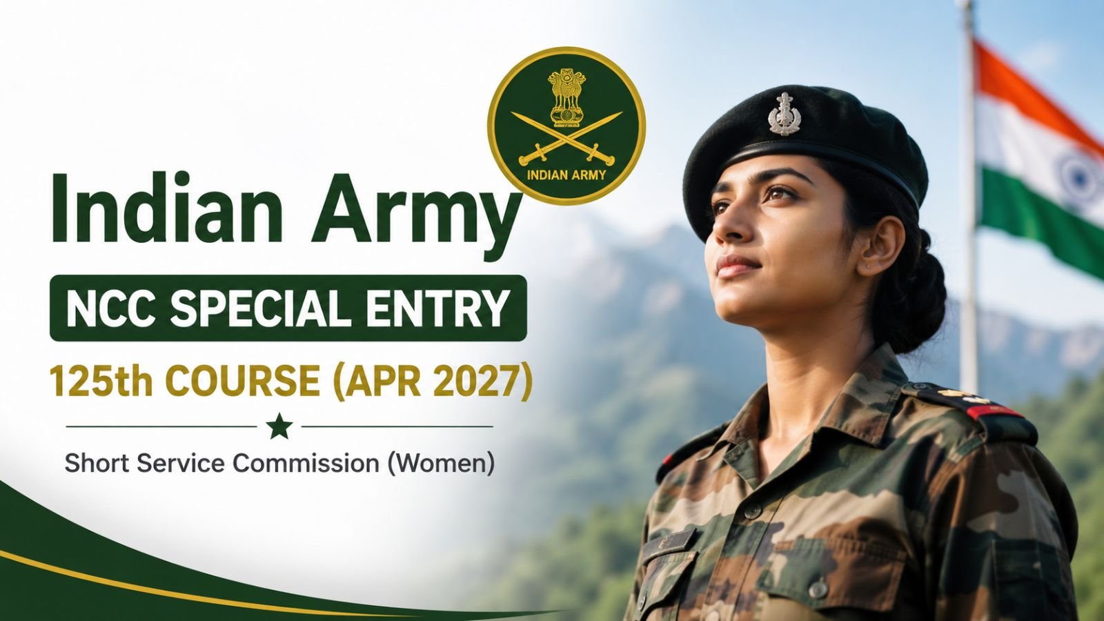 Indian Army Women SSC (NCC) Entry Apply Online by 21 Aug 2026