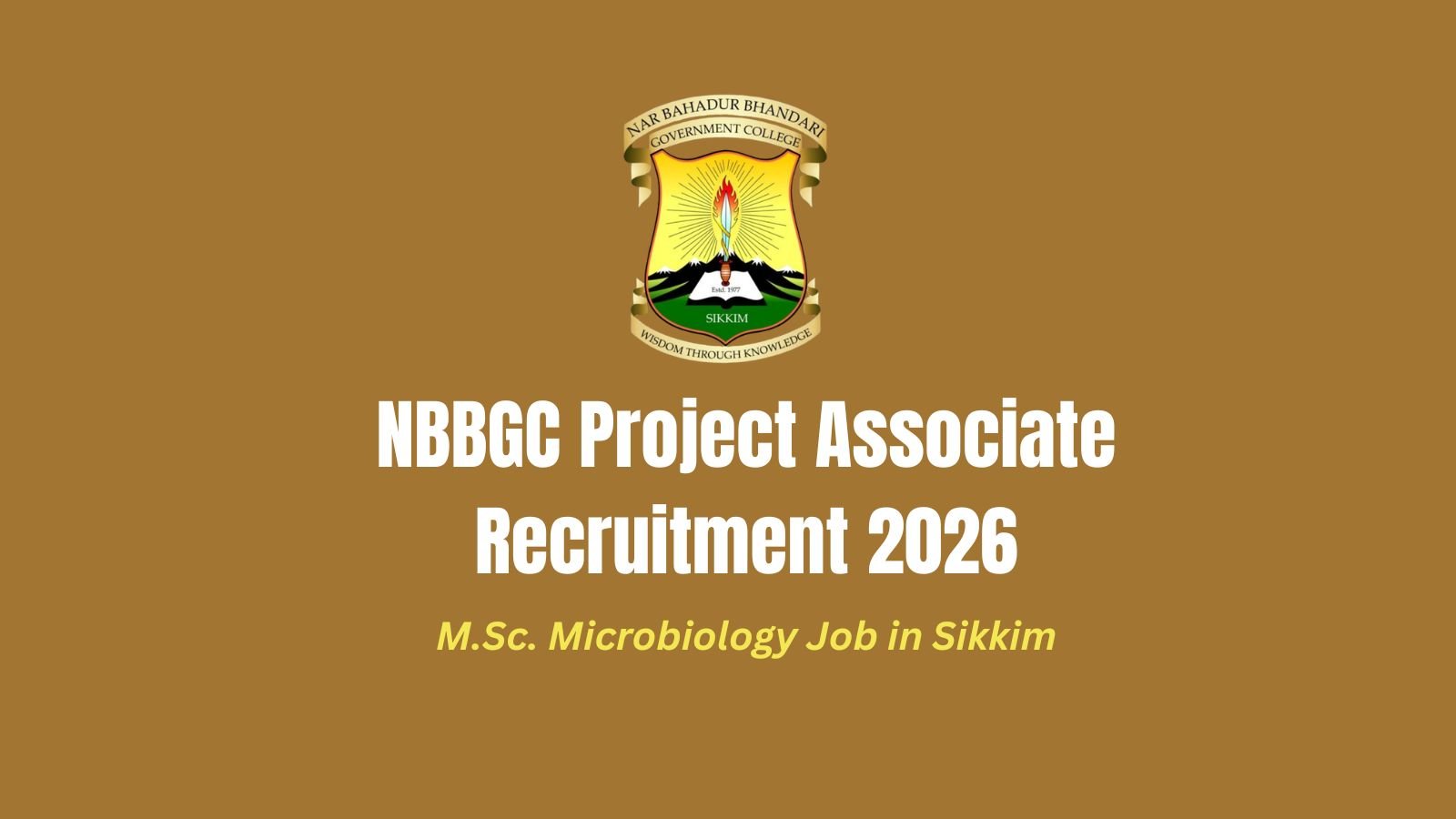 M.Sc. Microbiology Job in Sikkim NBBGC Project Associate Recruitment 2026