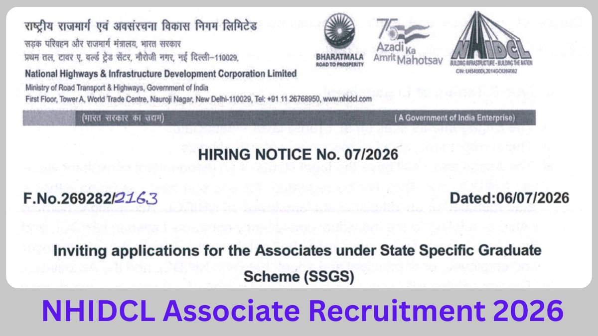 NHIDCL Associate Recruitment 2026 – 100 SSGS Posts