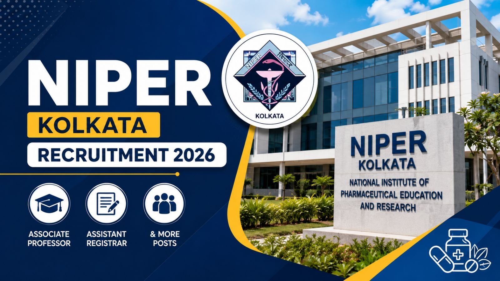 NIPER Kolkata Recruitment 2026 Associate Professor, Assistant Registrar & More