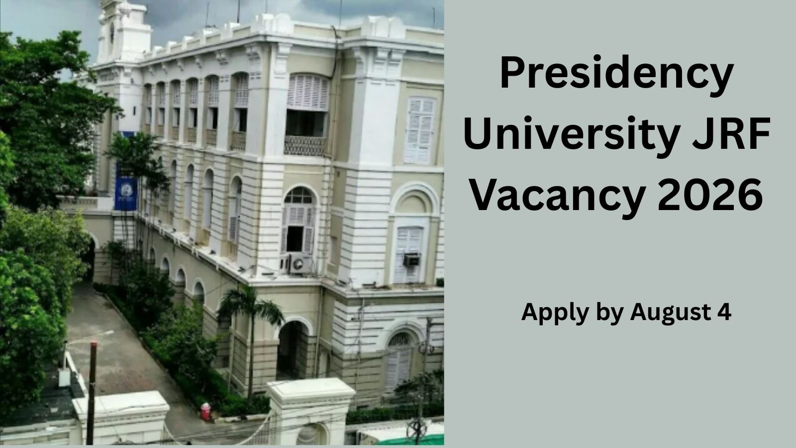 Presidency University JRF Vacancy 2026 Apply by August 4